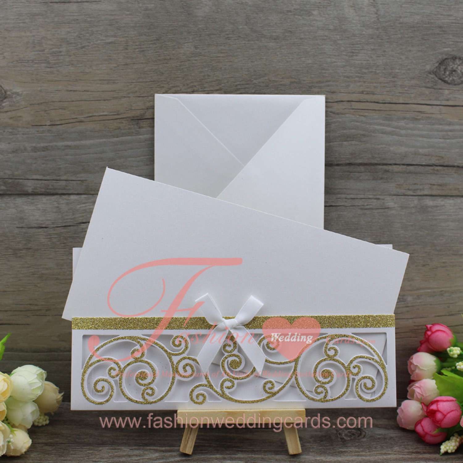 Wholesale Cheap Laser Cut Wedding Invitations Gold